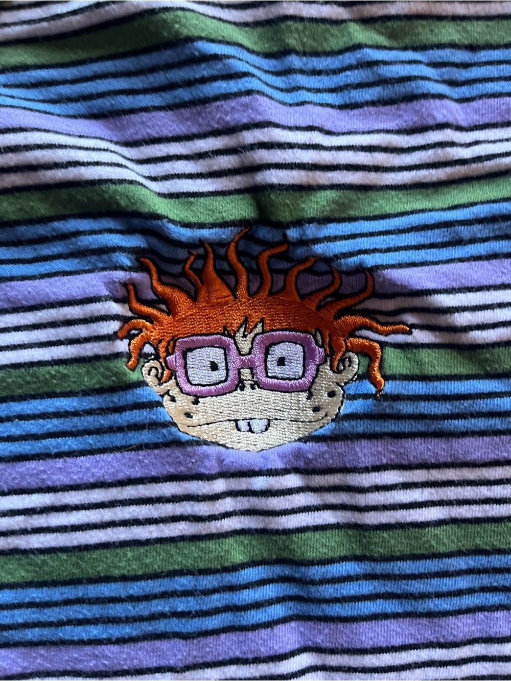 Nickelodeon Striped Short Sleeve Tee in Blue, Green, White and Purple